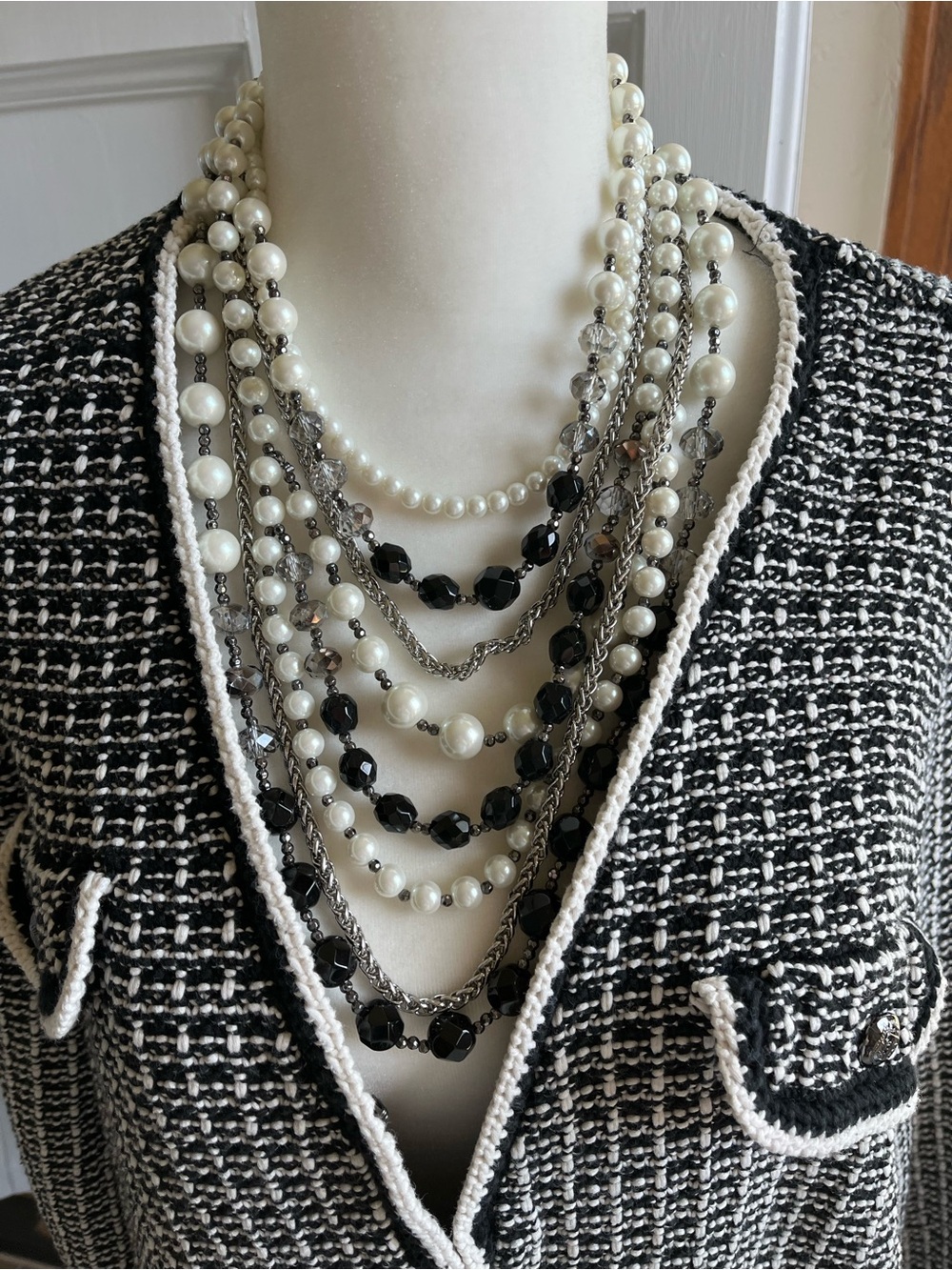 Talbots Black & White Tweed Open-Front Women's Jacket SIZE XL - Picture 3 of 12